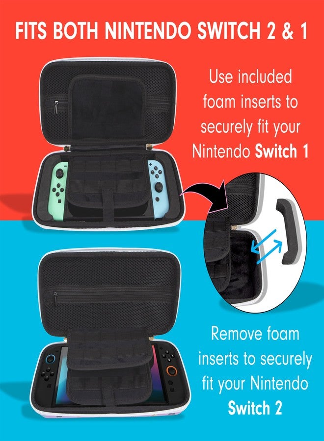 سونيكس حقيبة حمل سونيكس × سانريو لأجهزة نينتندو سويتش 2، سويتش 1، لايت، OLED، حقيبة سفر واقية مع مكان لتخزين خراطيش الألعاب | ملصقات هيلو كيتي وأصدقائها - Image 2